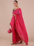 Rani Color Organza Saree with Stitched Blouse - House of Surya