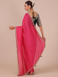 Rani Color Organza Saree with Stitched Blouse - House of Surya