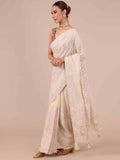 Off-White Chikankari Georgette Saree with Matching Unstitched Blouse - House of Surya