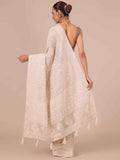 Off-White Chikankari Georgette Saree with Matching Unstitched Blouse - House of Surya