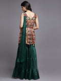 Green Color Sharara with Matching Dupatta - House of Surya