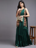 Green Color Sharara with Matching Dupatta - House of Surya