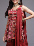 Maroon Color Sharara with Matching Dupatta - House of Surya