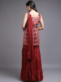 Maroon Color Sharara with Matching Dupatta - House of Surya