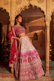 Raw Silk Bridal Lehenga with Resham Zardozi Work - House of Surya