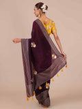 Wine Color Silk Saree with Stitched Blouse - House of Surya