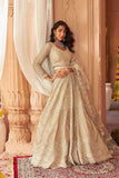 Ivory Bridal Lehenga Choli with Pearls, Sequins and Cutdana work - House of Surya