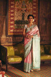 Pure Kanjivaram Tissue Silk, With Silver Zari Weaving - House of Surya