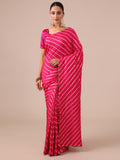 Red Dola Silk Saree with Leheriya Print - House of Surya