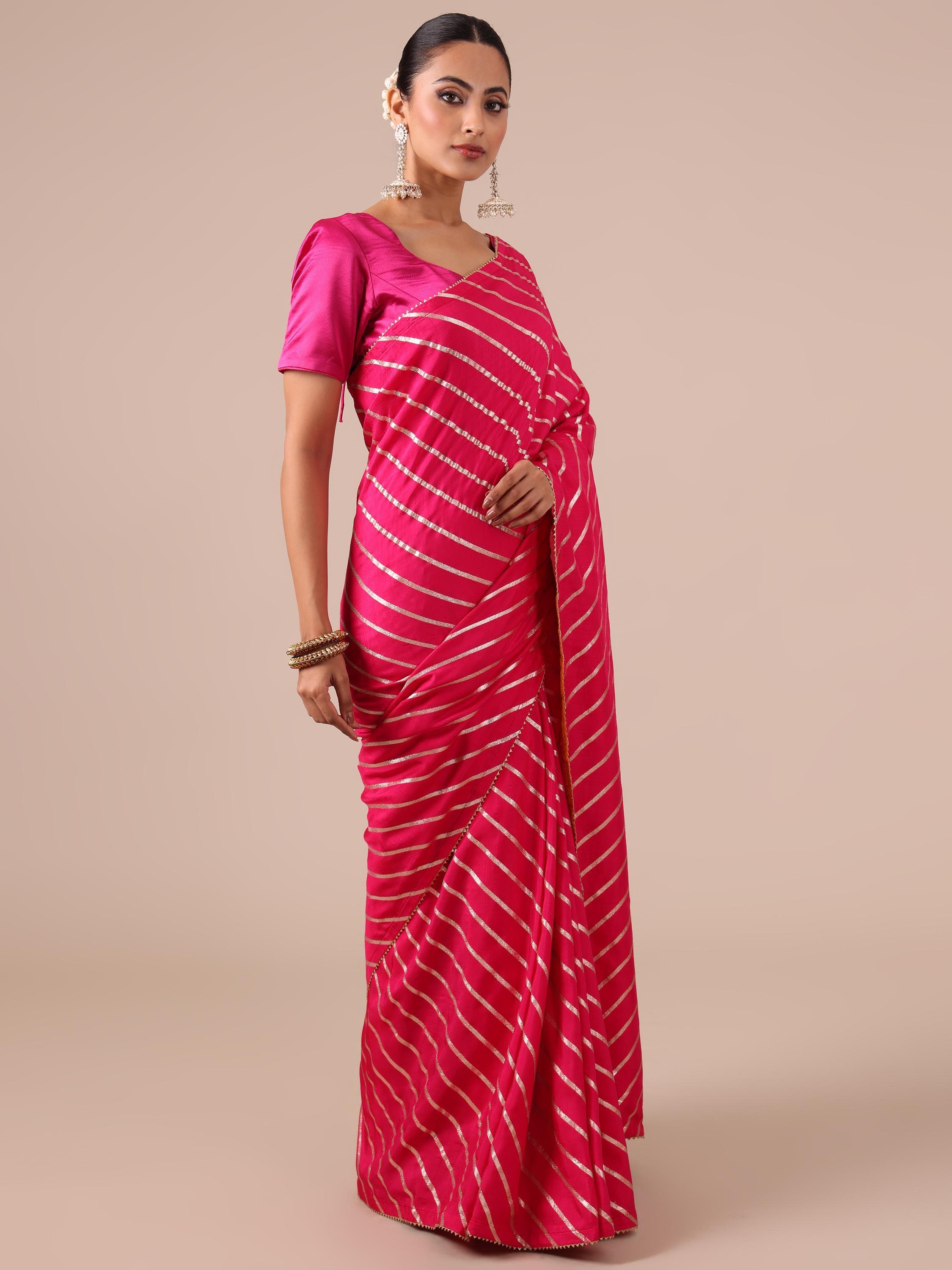 Red Dola Silk Saree with Leheriya Print - House of Surya