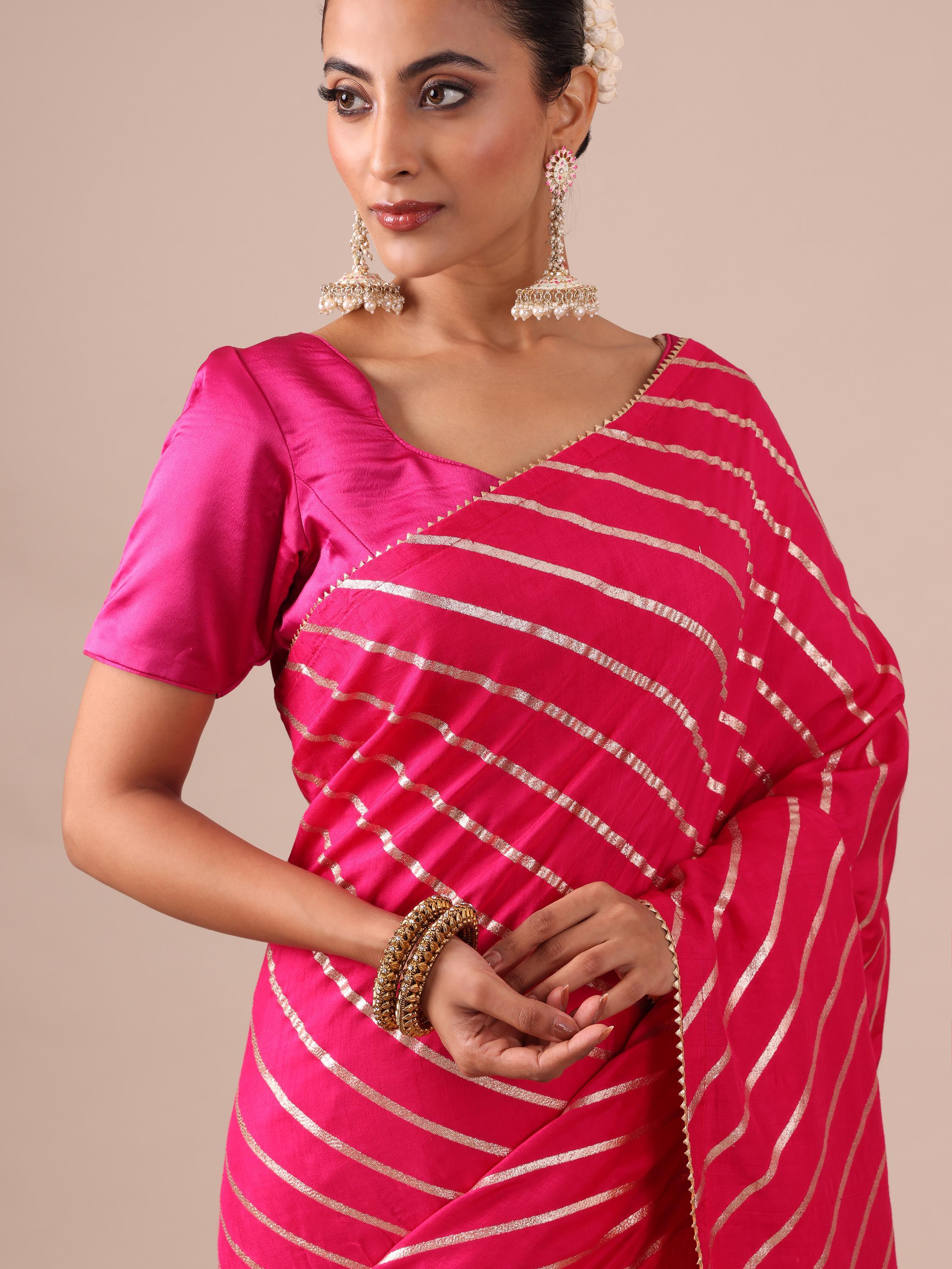 Red Dola Silk Saree with Leheriya Print - House of Surya