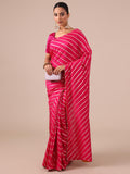 Red Dola Silk Saree with Leheriya Print - House of Surya