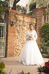Ivory Lehenga Choli with Shrug – White Cut Dana & Silver Pearl Work - House of Surya