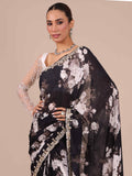 Black Chinon Saree – House of Surya