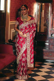 Pure Gajicrepe Saree with Hand Zardozi Work - House of Surya