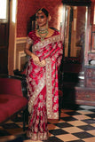 Pure Gajicrepe Saree with Hand Zardozi Work - House of Surya