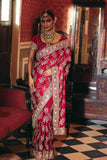 Pure Gajicrepe Saree with Hand Zardozi Work - House of Surya