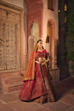 Rani Velvet Bridal Lehenga with Zari, Zarkan & Cutdana Work - House of Surya