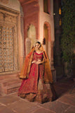 Rani Velvet Bridal Lehenga with Zari, Zarkan & Cutdana Work - House of Surya