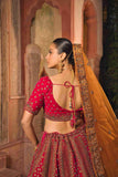 Rani Velvet Bridal Lehenga with Zari, Zarkan & Cutdana Work - House of Surya