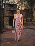 Pink Color Drape Saree With Sequins & Cut Dana Work - House of Surya