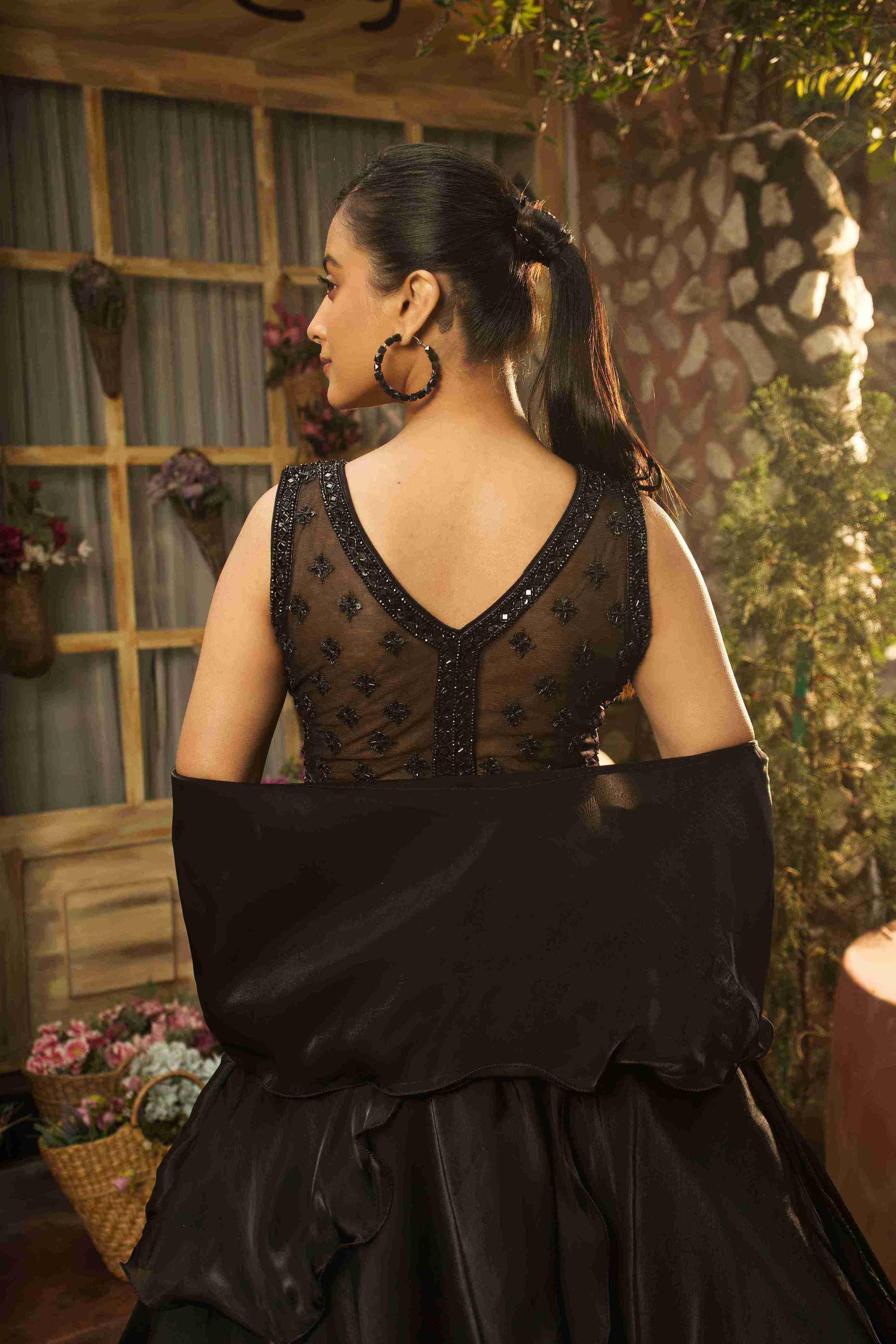 Black Color Lehenga Choli With Cut Dana & Sequins Work - House of Surya