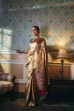 Golden Zari Kanjivaram Silk Saree - House of Surya