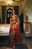 Pure Kanjivaram Silk Saree with Contrast Border and Zari weaving - House of Surya