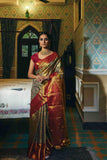 Pure Kanjivaram Silk Saree with Contrast Border and Zari weaving - House of Surya