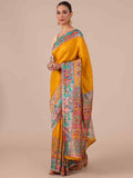 Mustard Color Silk Saree with Unstitched Blouse - House of Surya
