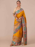 Mustard Color Silk Saree with Unstitched Blouse - House of Surya