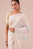 Cream Color Organza Saree - House of Surya