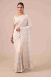 Cream Color Organza Saree - House of Surya