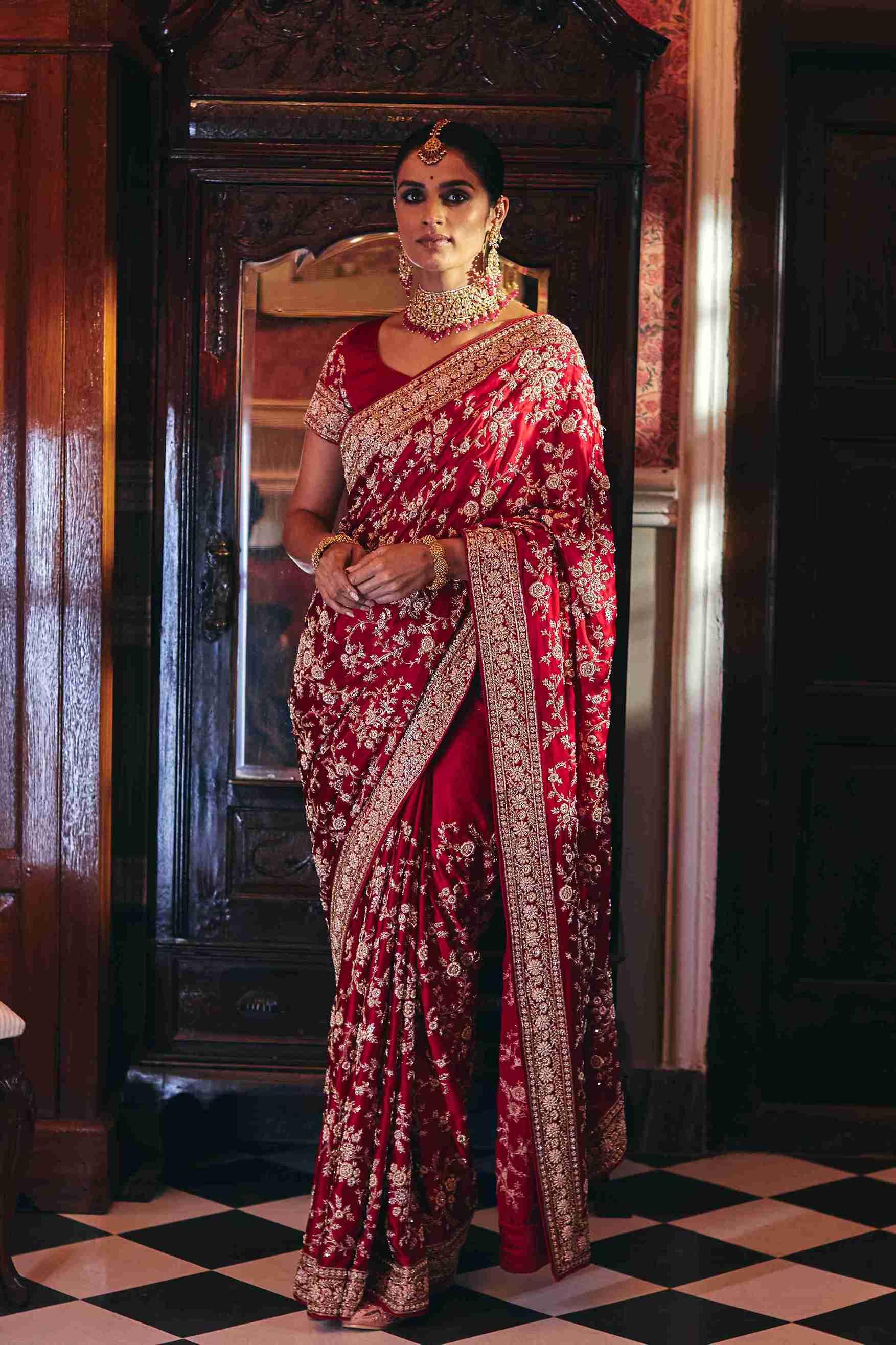 Pure Gajicrepe sarees with Zardozi and Jaal Work - House of Surya