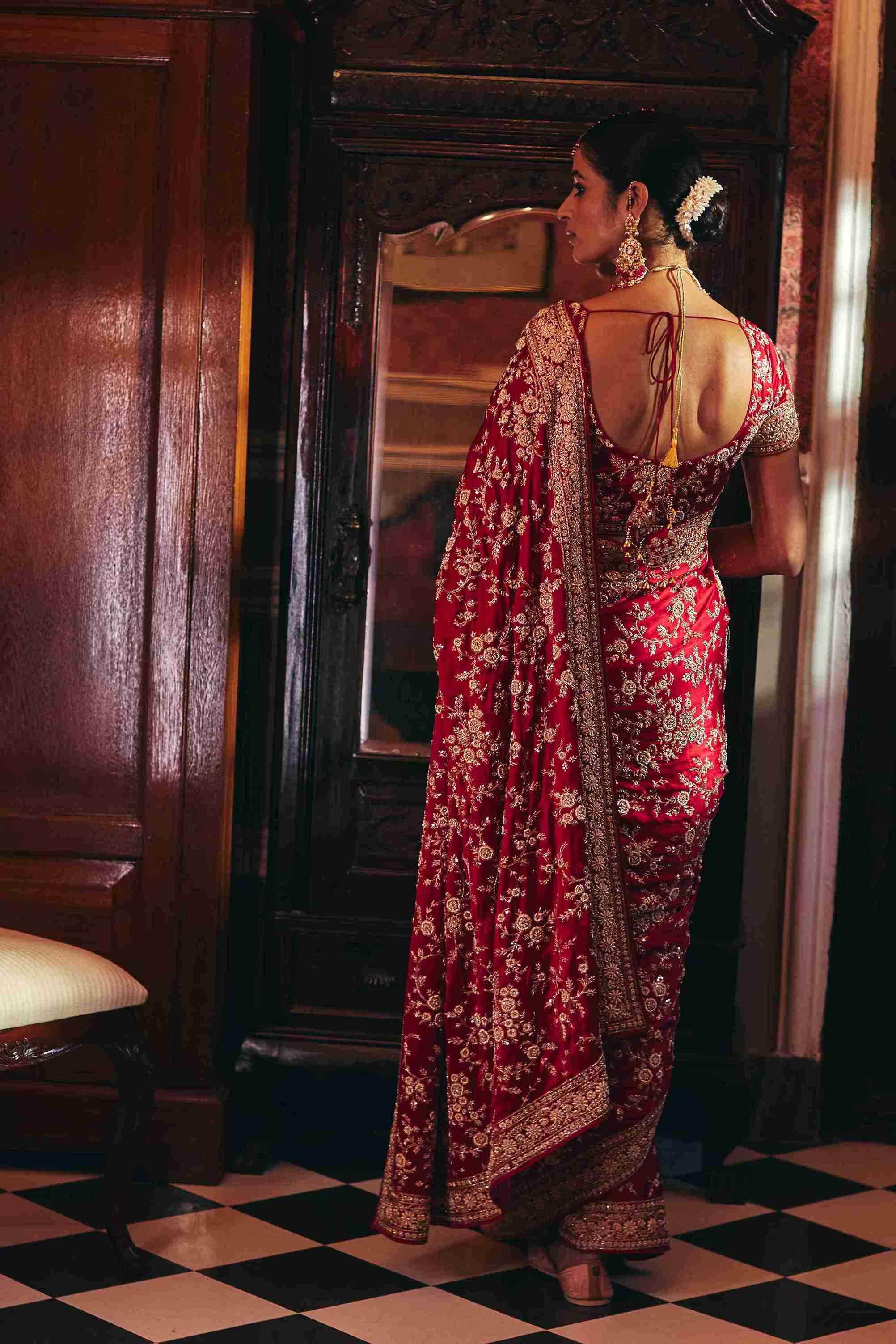 Pure Gajicrepe sarees with Zardozi and Jaal Work - House of Surya