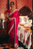 Pure Gajicrepe Saree With Hand Zardozi Buti Pattern - House of Surya
