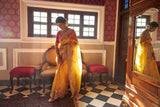 Yellow Organza Saree Online | Mustard & Floral Organza Sarees