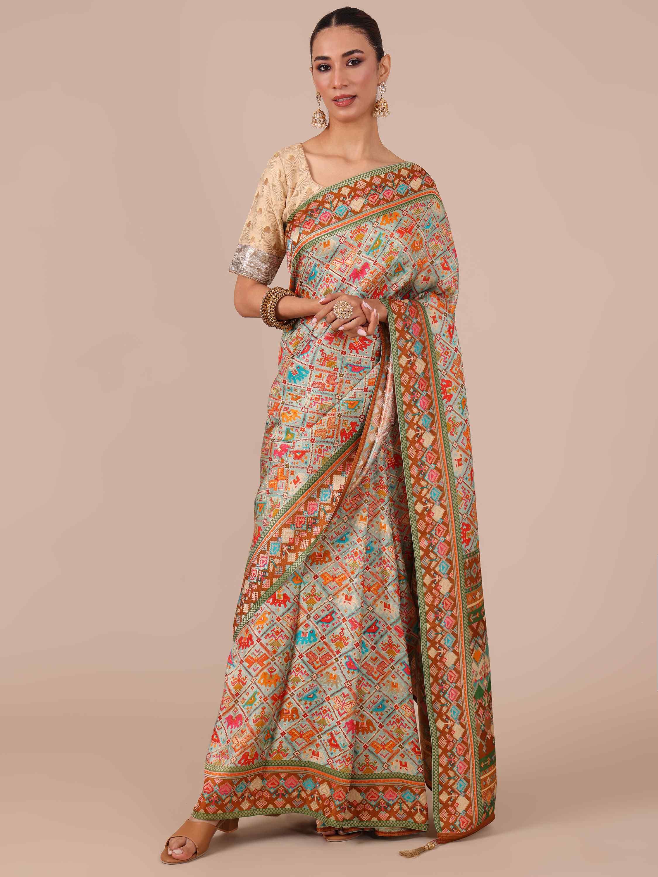 Pista Silk Saree - House of Surya