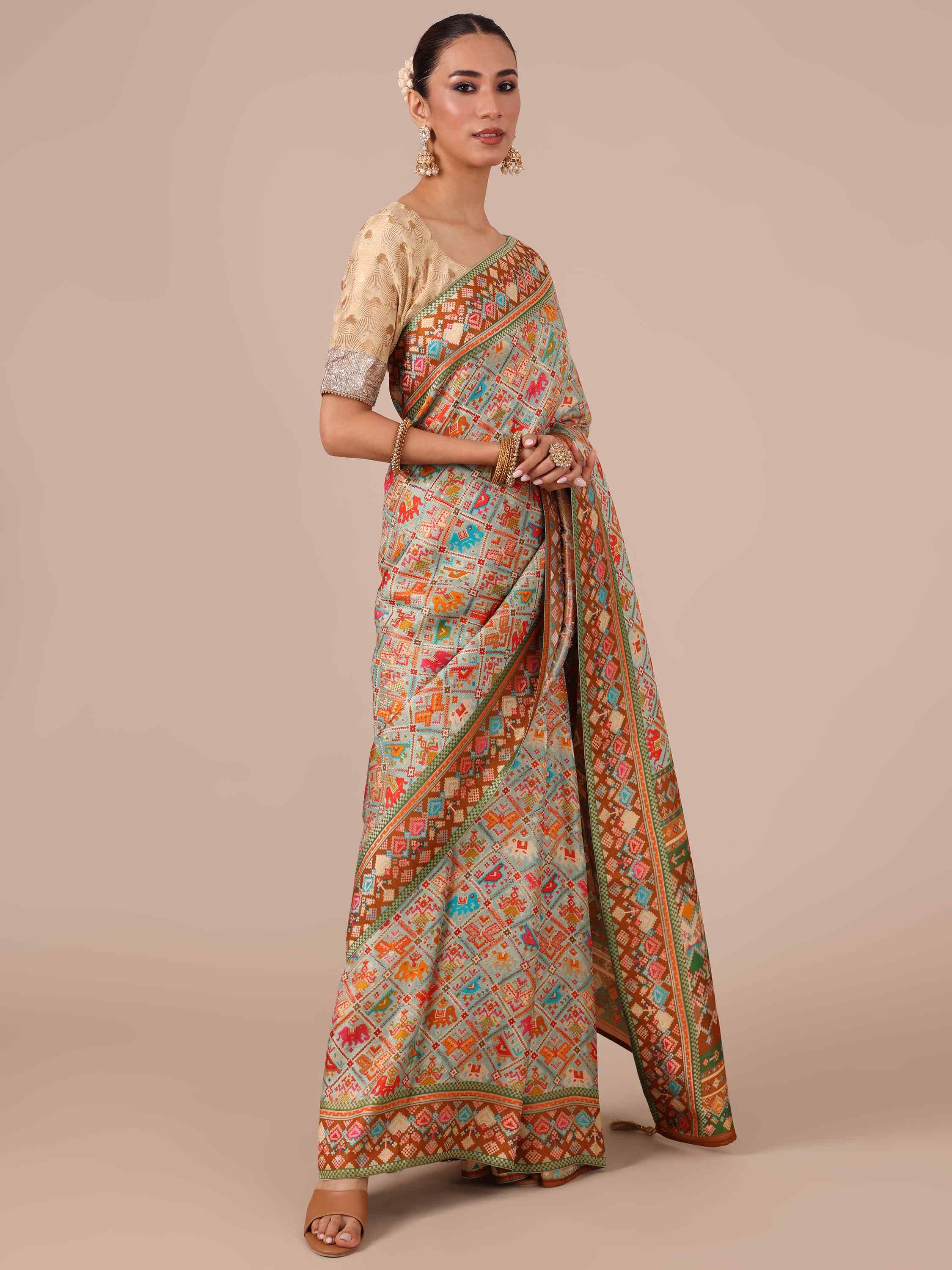 Pista Silk Saree - House of Surya