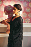 Pure Crepe Black Saree With Pearl And Sequins Work - House of Surya