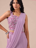 Lavender Color Georgette Drape Lehenga with Jacket - House of Surya