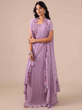 Lavender Color Georgette Drape Lehenga with Jacket - House of Surya