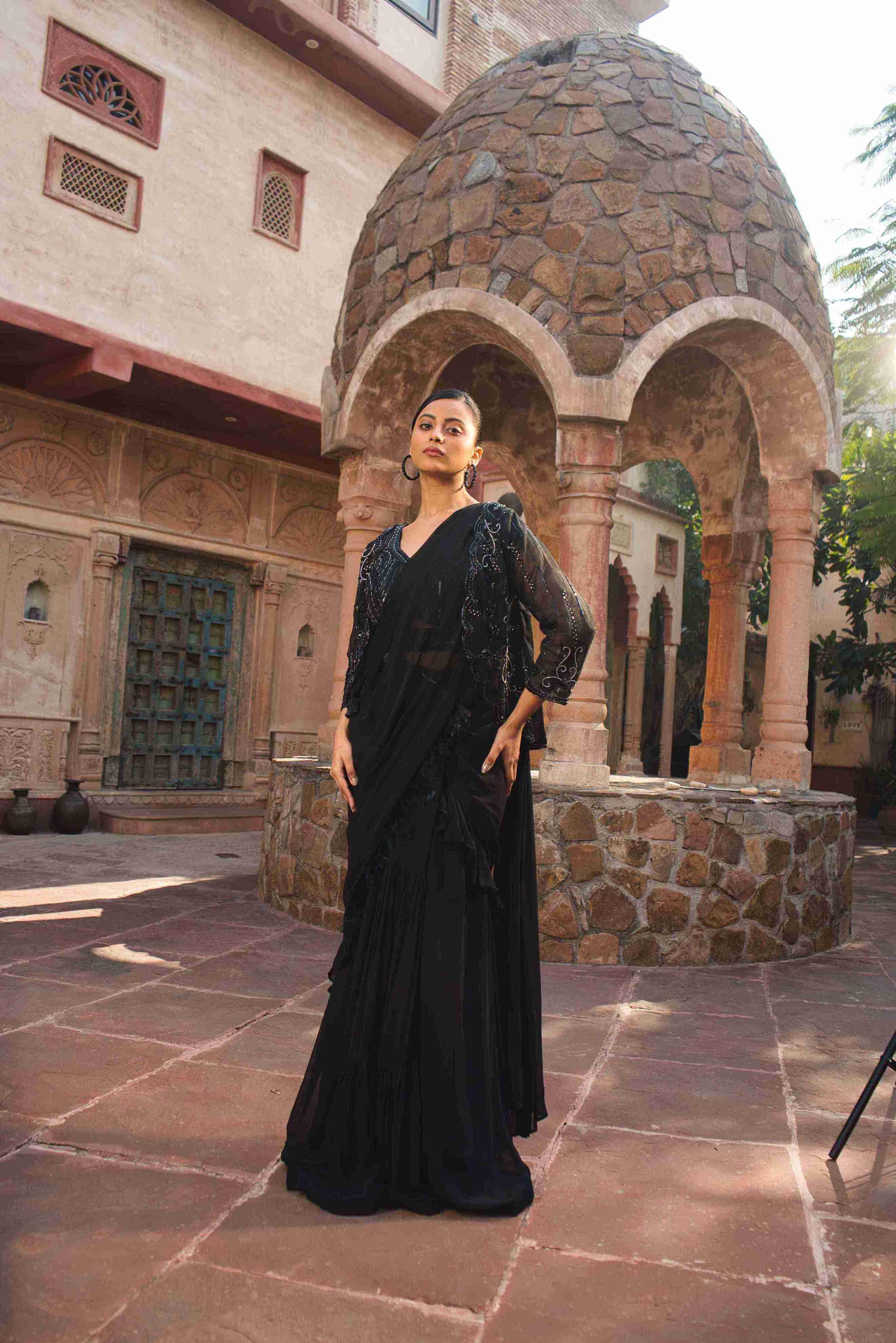 Black Cutdana Saree – House of Surya