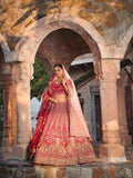 Velvet Bridal Lehenga with Zari, Dapka & Sequins Work - House of Surya