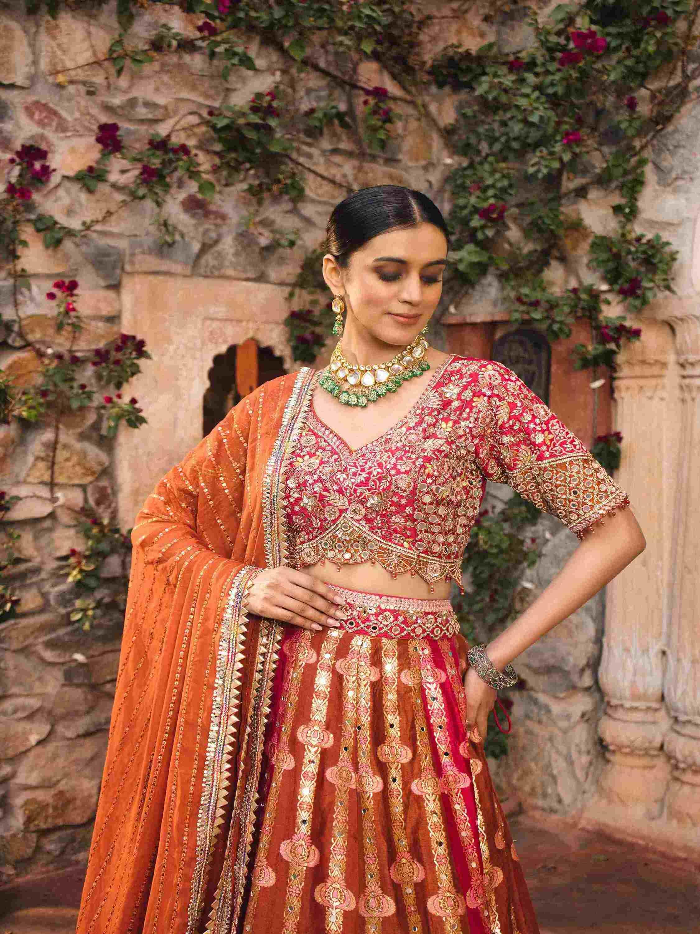 Buy Rust Lehenga Choli Online – House of Surya