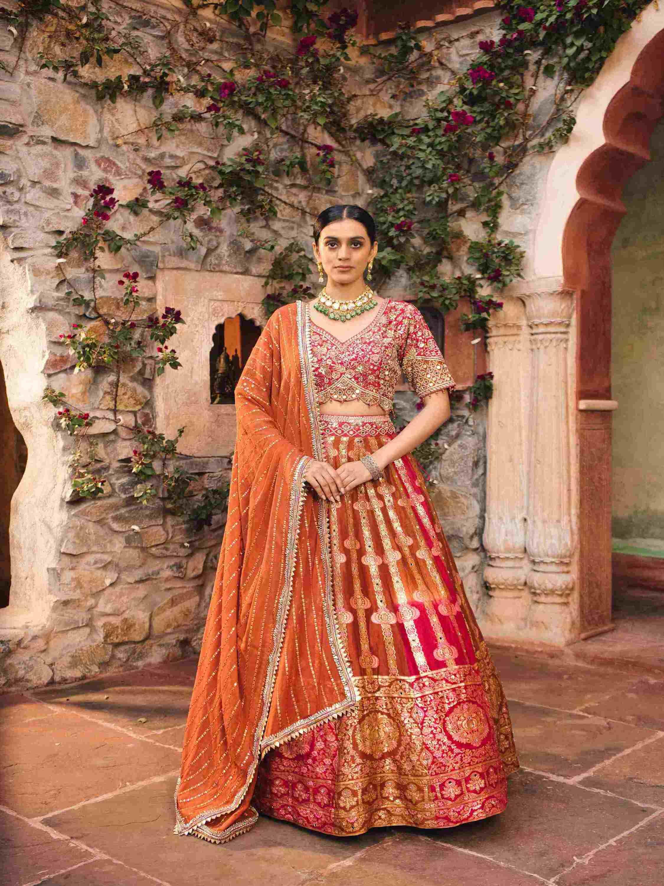 Buy Rust Lehenga Choli Online – House of Surya