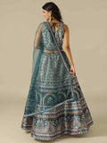 Green Printed Silk Lehenga Choli with Net Dupatta - House of Surya