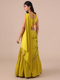 Yellow Color Silk Drape Lehenga - House of Surya