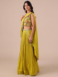 Yellow Color Silk Drape Lehenga - House of Surya