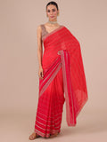 Rani Color Chinon Saree with Matching Unstitched Blouse - House of Surya